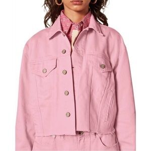 Boyish The Tommy Pink Denim Cropped Oversized Jacket Small
